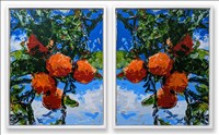 Rob And Nick Carter, 1447 - ORANGE TREE, SAINT-PAUL DE VENCE, ROBOT PAINTING, PAINTING TIME: 27:46:00, STROKE COUNT: 10,274 (DIPTYCH)